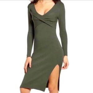 Leith Dresses Leith Long Sleeve Midi color green thyme Size S